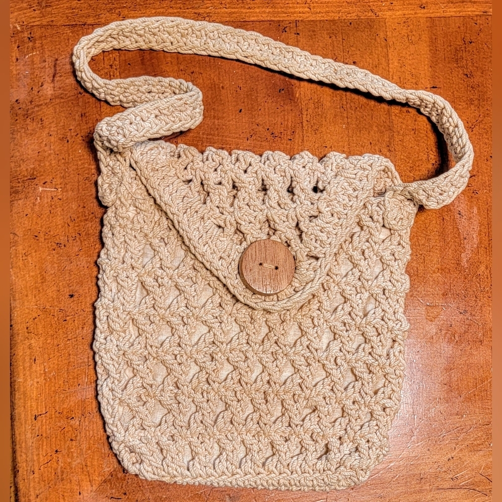 Macrame Boho Cottage Shoulder Bag Summer Beach Vacation Button Flap Philippines - Picture 11 of 12